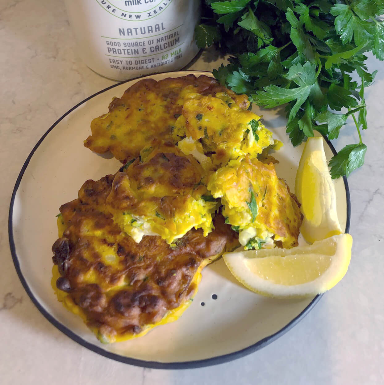 Roasted Cauliflower Fritters with Chevre