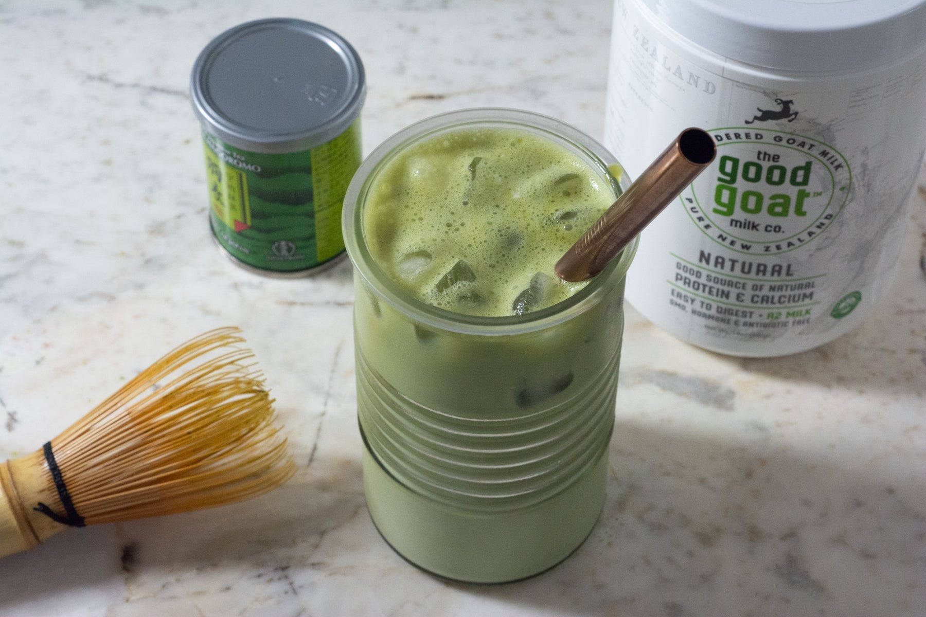 Iced Matcha with Goat Milk